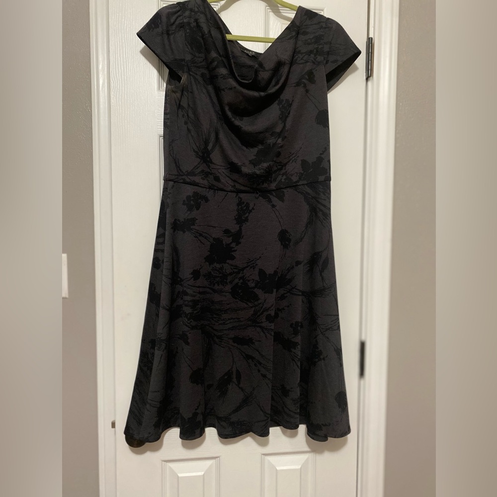 Charcoal grey with black floral pattern dress